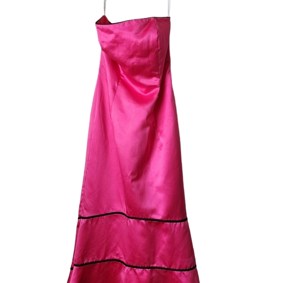 ZUM ZUM x VINTAGE Y2k fit flare maxi prom dress barbie pink black bows 7/8 - Picture 5 of 11